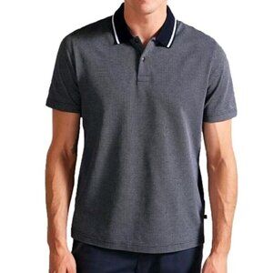 Ted Baker Mens Polo Shirt Black White with Solid Trims Polo in XL Preowned